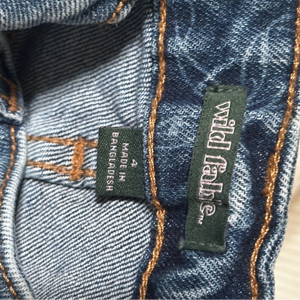 Blue Denim Bow High-Rise Straight Cut Jeans Size 4 - Picture 4 of 5